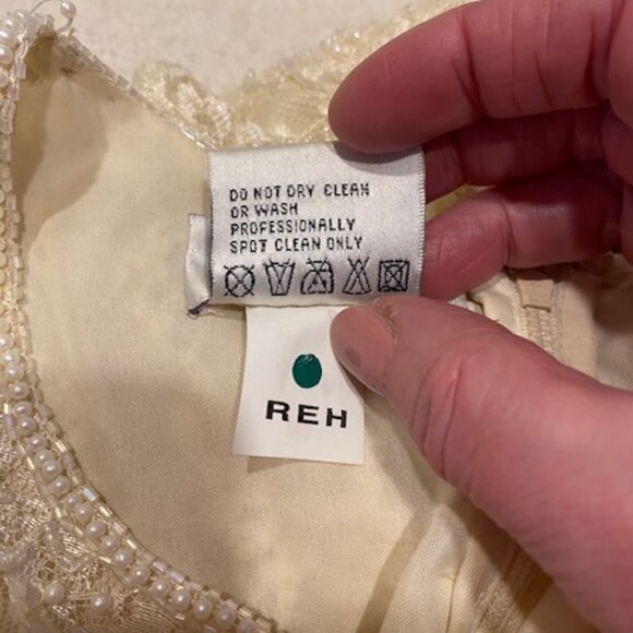 BRILLIANTE by JA Pearl Lace Formal Party Tiered Dress Ivory W Sleeves Size Large - Picture 10 of 15